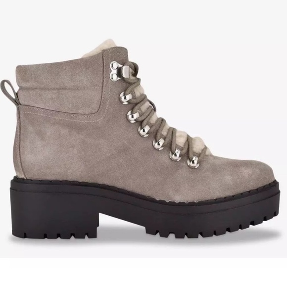 🪧 Marc Fisher Women’s Nairy Hiking Boot in Gray Suede w/Faux Shearling, Size 9.5 - Picture 16 of 16